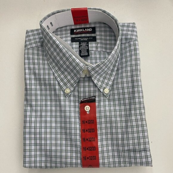 NEW Kirkland Signature Mens 16 32/33 Traditional Fit Non-Iron Button-Down Shirt - Picture 1 of 5